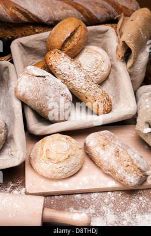 The traditional set of bread, rolls and other ingredients Stock Photo