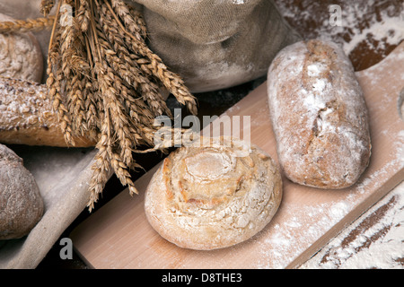 The traditional set of bread, rolls and other ingredients Stock Photo