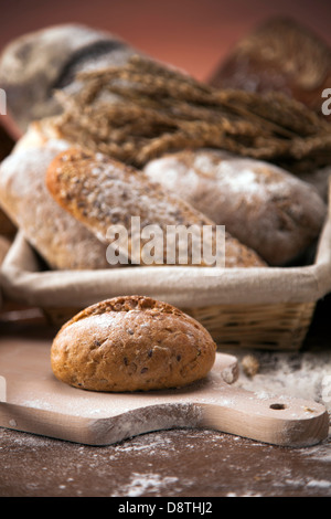 The traditional set of bread, rolls and other ingredients Stock Photo