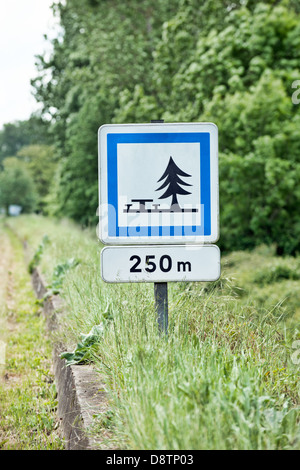 A French road sign showing a rest area Stock Photo