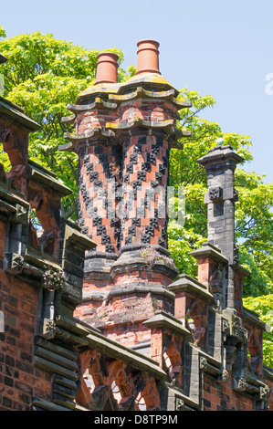 Ornate brick chimney on a house within Whitburn Village, north east England, UK Stock Photo