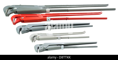 set of pipe spanners, isolated Stock Photo