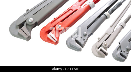 set of pipe spanners, isolated Stock Photo