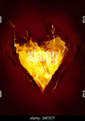heart on fire Stock Photo