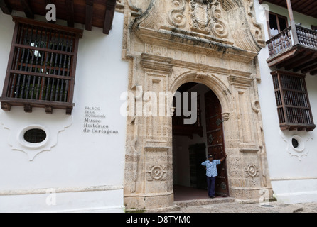 Palacio de la Inquisicion, Museo Historico de Cartagena, Plaza de Bolivar, Cartagena, Colombia Stock Photo