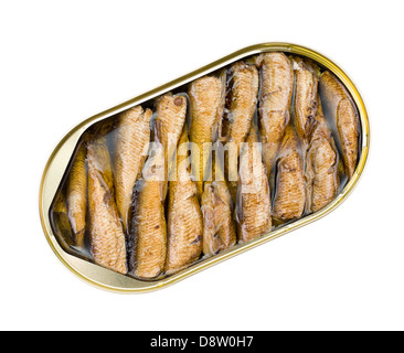open can of sprats Stock Photo