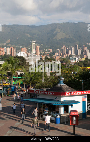 Cafeteria and Food Stall, Poblado Metro Station, Medellin, Colombia Stock Photo