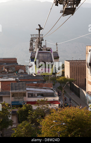 Metro Cable, View over Medellin, Colombia Stock Photo