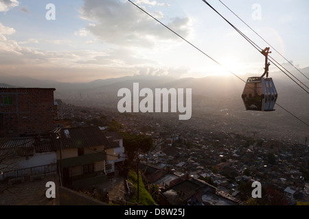 Metro Cable, View over Medellin, Colombia Stock Photo