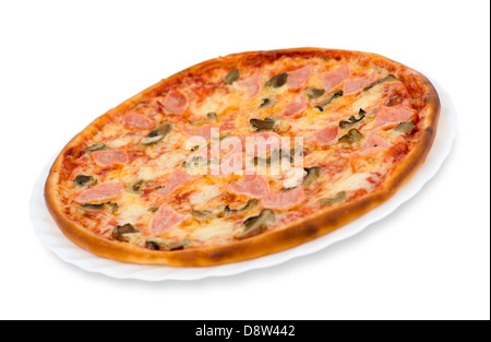 pizza with mushrooms and bacon Stock Photo