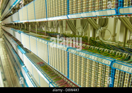 communication and internet network server room Stock Photo