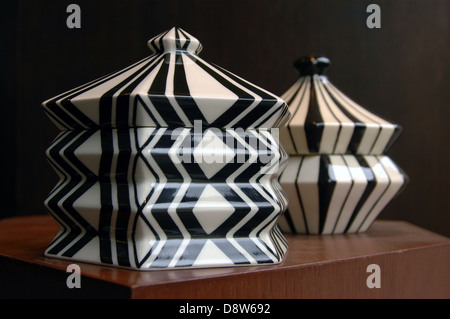 Cubist ceramic boxes designed by Pavel Janák (1882–1956) displayed at ...