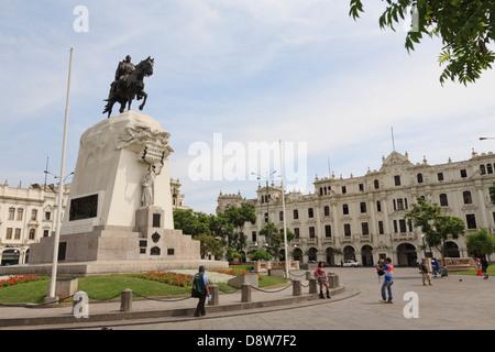 General Jose de San Martin Monument on Plaza San Martin, Lima, Peru Stock Photo