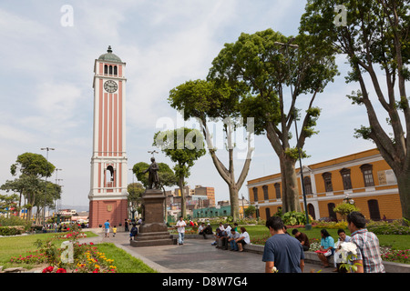 Torre del Reloj, Clock Tower, Parque Universitario, Lima, Peru Stock Photo