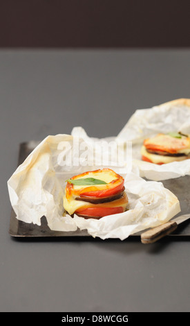Vegetable Mille-feuille cooked in wax paper Stock Photo