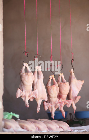 Raw chicken hanging on hook hi-res stock photography and images - Alamy