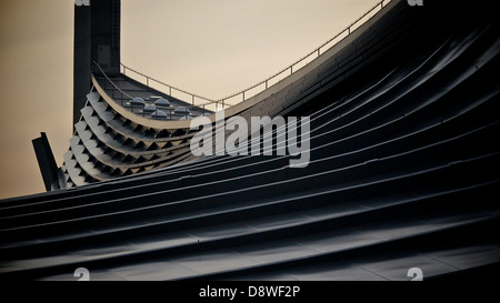 Zoom in of the suspension rooftop of the Yoyogi National Gymnasium in the evening, Tokyo Stock Photo