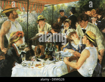 Luncheon of the Boating Party by French impressionist Pierre-Auguste Renoir (1881) - Editorial use only. Stock Photo