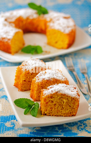 Pumpkin and orange sponge cake. Recipe available. Stock Photo