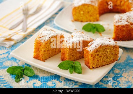 Pumpkin and orange sponge cake. Recipe available. Stock Photo