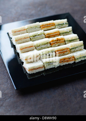 Tray of mini  sandwiches for a cocktail by Dalloyau Stock Photo