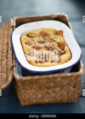 Mirabelle plum and rice milk clafoutis Stock Photo