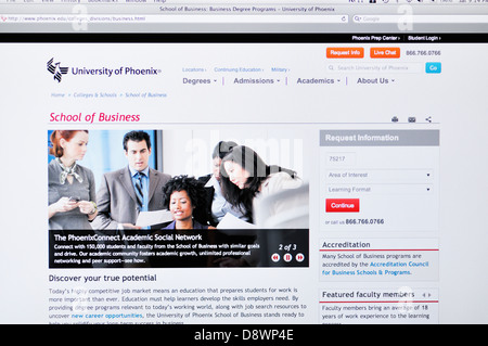 University of Phoenix online education website Stock Photo