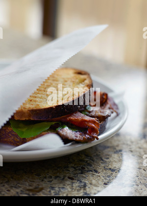 Bacon,lettuce and tomato toasted sandwich Stock Photo