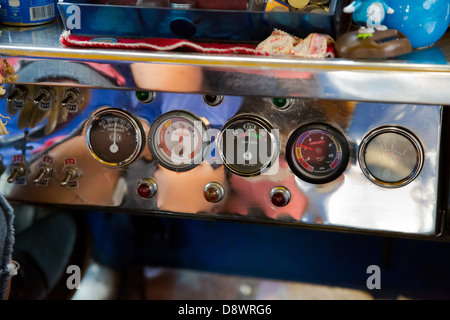 Gauges of a Jeepney in Manila, Philippines Stock Photo