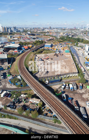 Aerial view or the dlr tracks, London, England Stock Photo