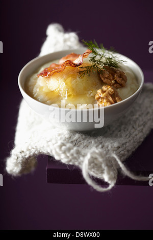 Cauliflower and oatmeal cream soup Stock Photo