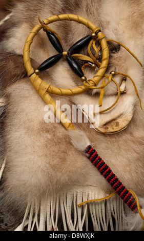 opossum medicine bag with a healing wheel used by shaman and medicine men Stock Photo