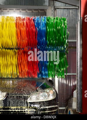 car wash motor vehicle brush clean exterior Stock Photo