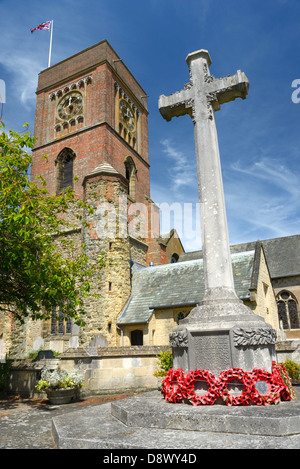 St Mary's Church and War Memorial Cross, Petworth, West Sussex, UK Stock Photo