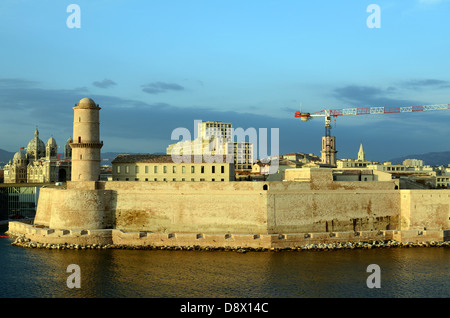 Fort Saint Jean at the Entrance to the Vieux Port or Old Port Marseille France Stock Photo