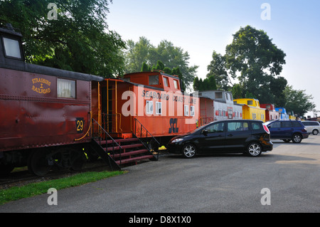 The Red Caboose Motel, Ronks, Pennsylvania, USA Stock Photo