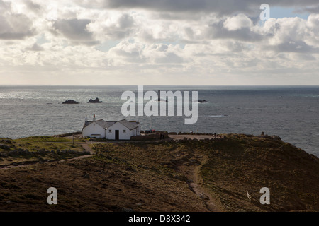 Lands End rocks off the coastline in Cornwall. Stock Photo