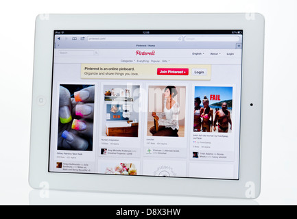 Apple Ipad showing Pinterest Website. Stock Photo