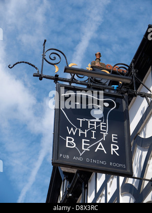The White Bear pub sign in Middlewich Cheshire UK Stock Photo