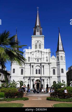 Outside view of the St. Louis Cathedral. It is a part of the center of the former colony Louisiana. This St. Louis Cathedral was built during the years of 1789 to 1794. Photo: Klaus Nowottnick Date: April 22, 2013 Stock Photo