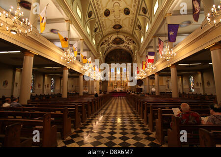 Inside view of the St. Louis Cathedral. It is a part of the center of the former colony Louisiana. This St. Louis Cathedral was built during the years of 1789 to 1794. Photo: Klaus Nowottnick Date: April 22, 2013 Stock Photo