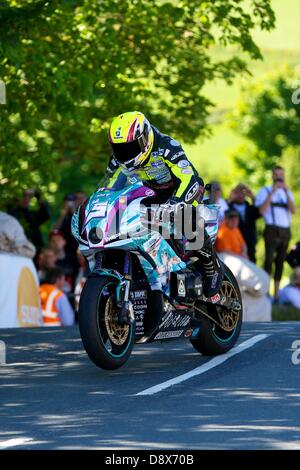 Isle of Man, UK. 5th June, 2013. Yoshinari Matsushita during the Monster Energy Supersport race at the Isle of Man TT. Stock Photo