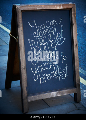 Cafe advertising on pavement UK Stock Photo