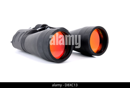 Low angle view of binoculars with orange lens Stock Photo