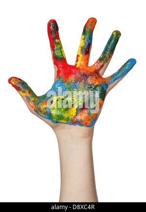 Hand covered in paint Stock Photo