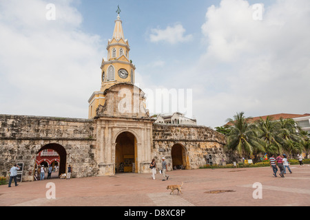 Torre del Reloj, Clock Tower, Cartagena, Colombia Stock Photo