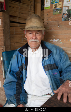 Don Elias, Finca las brisas owner, Coffee plantation, near Salento, Cocora Valley, Colombia Stock Photo