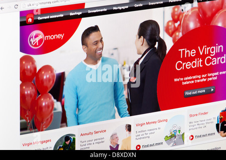 Virgin Money Banking Website or web page on a laptop screen or computer monitor Stock Photo