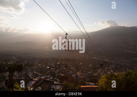 Metro Cable, View over Medellin, Colombia Stock Photo