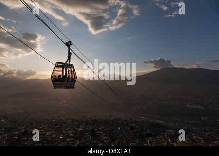 Metro Cable, View over Medellin, Colombia Stock Photo